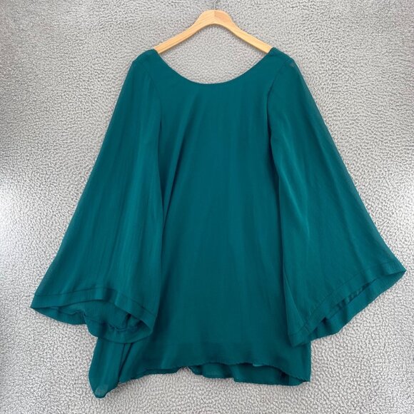 Show Me Your Mumu Dress Women Small Green Trapeze Long Flare Sleeve Off Shoulder - Picture 1 of 9